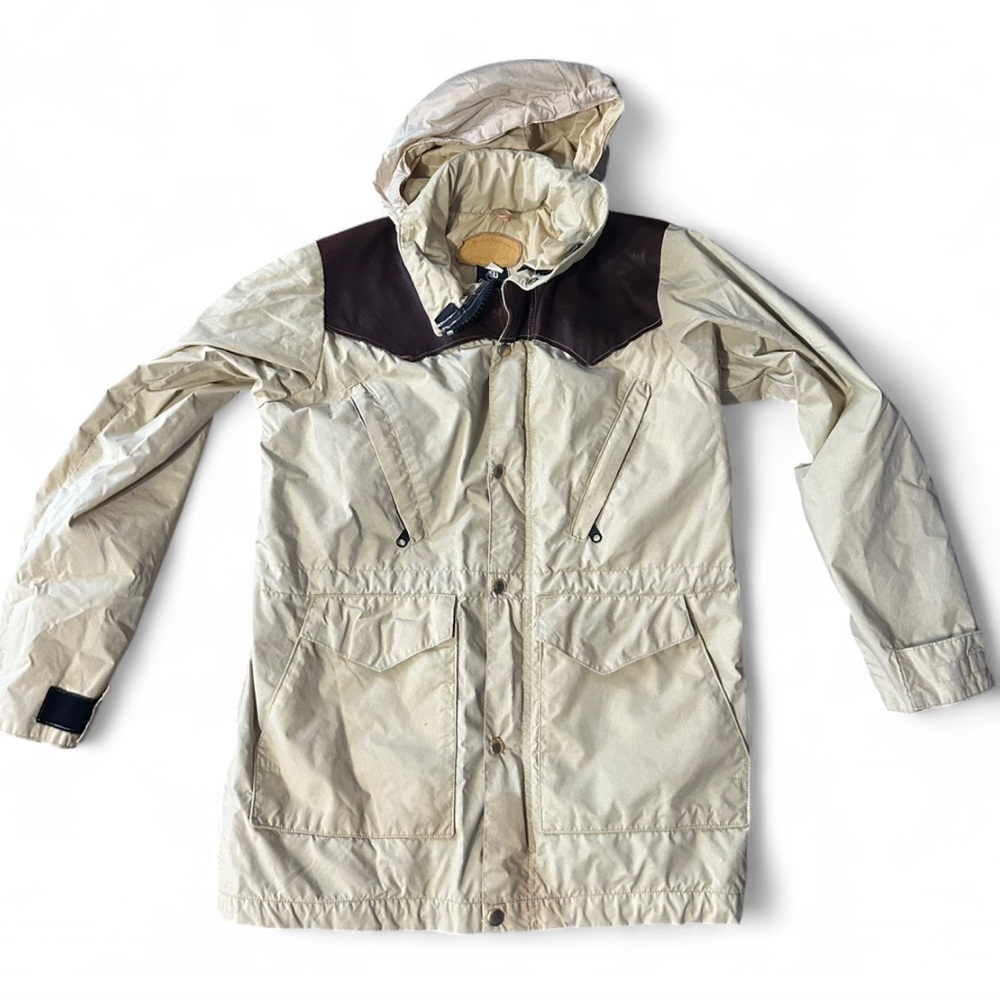 Vintage Rocky Mountain Featherbed Co Women's Cream and Brown Hooded Jacket